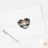 DIAMOND STARS BLACK WHITE RIBBON MONOGRAM HEART HART STICKER (Envelop)