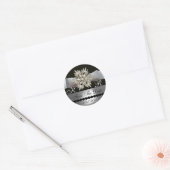 DIAMOND STARS BLACK WHITE RIBBON MONOGRAM RONDE STICKER (Envelop)