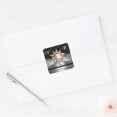 DIAMOND STARS BLACK WHITE RIBBON MONOGRAM VIERKANTE STICKER (Envelop)