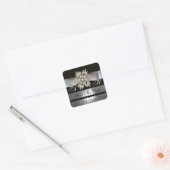 DIAMOND STARS BLACK WHITE RIBBON MONOGRAM VIERKANTE STICKER (Envelop)