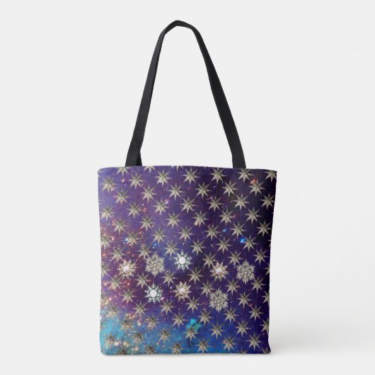DIAMOND STARS IN BLUE SKY IN GOUDE SPARKLEN TOTE BAG (Achterkant)