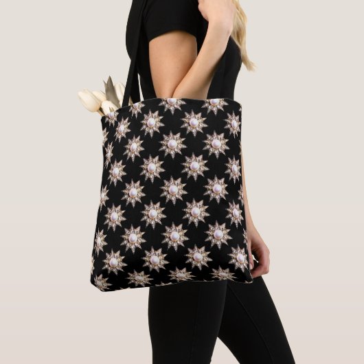 DIAMOND STARS IN ZWARTE Antiek juwelen Tote Bag (Dichtbij)