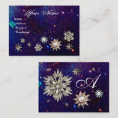 DIAMOND STERREN MONOGRAM, blauwe glinstering Visitekaartje (Voorkant / Achterkant)
