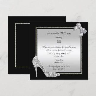 Diamond Stiletto & Romantic Silver Bow Birthday Kaart