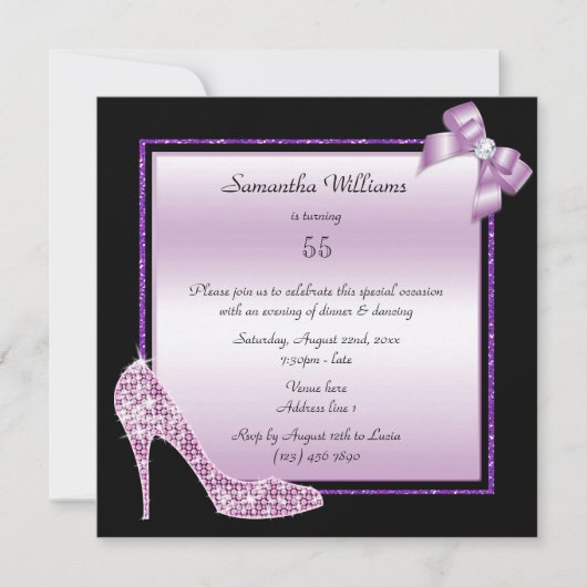 Diamond Stiletto & Romantische Boog Verjaardag Kaart (Voorkant)