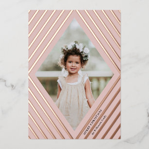 Diamond Stripes Lijst met kerstmis   Blush Folie Feestdagenkaart