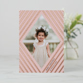 Diamond Stripes Lijst met kerstmis | Blush Folie Feestdagenkaart (Staand Voorkant)