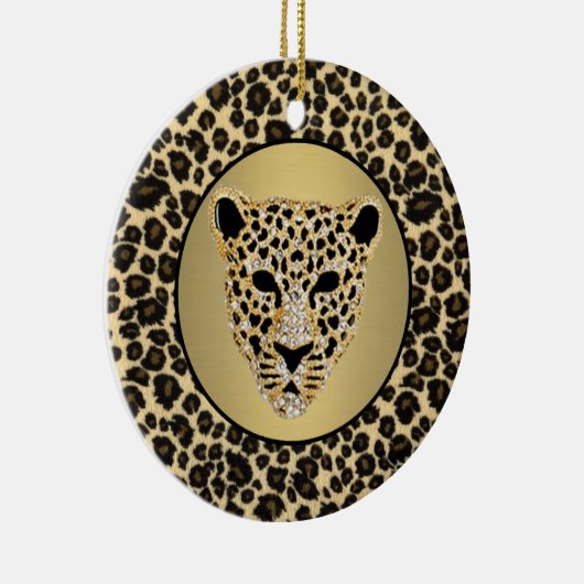 Diamond-Studded Jaguar Keramisch Ornament (Rechts)