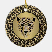 Diamond-Studded Jaguar Keramisch Ornament (Voorkant)
