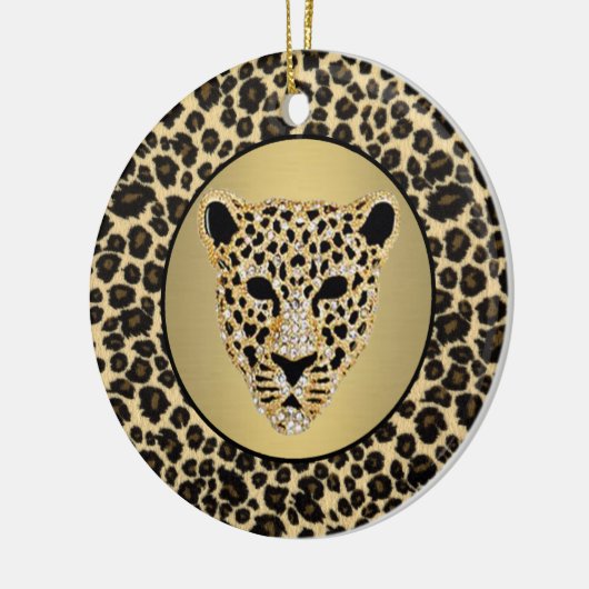 Diamond-Studded Jaguar Keramisch Ornament (Links)