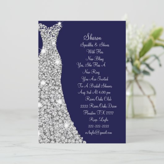 Diamond Studding Wedding Dress Bridal Kaart (Staand voorkant)