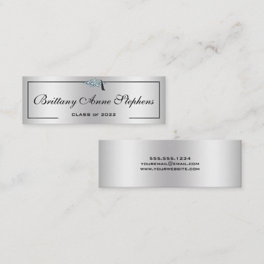Diamond Studling Afstudeerder Pet Silver 2 Calling Contactkaartje (Voorkant / Achterkant)