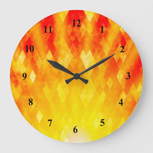 Diamond Sunburst helder geometrisch ontwerp Grote Klok (Voorkant)