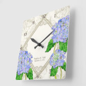 Diamond Swirl Blue Hydrangea Wedding Jubileum Vierkante Klok (Hoek)