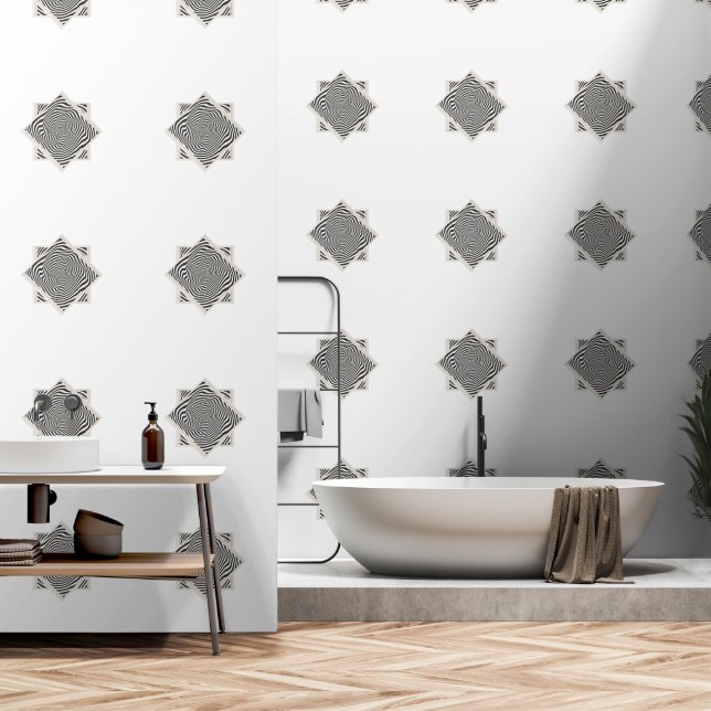 Diamond Swirl White Behang (Badkamer)