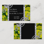 Diamond Swirls & Yellow Roses Visitekaartje (Voorkant / Achterkant)