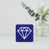 Diamond Symbol - Wit op donkerblauw Vierkante Visitekaartje (Staand voorkant)