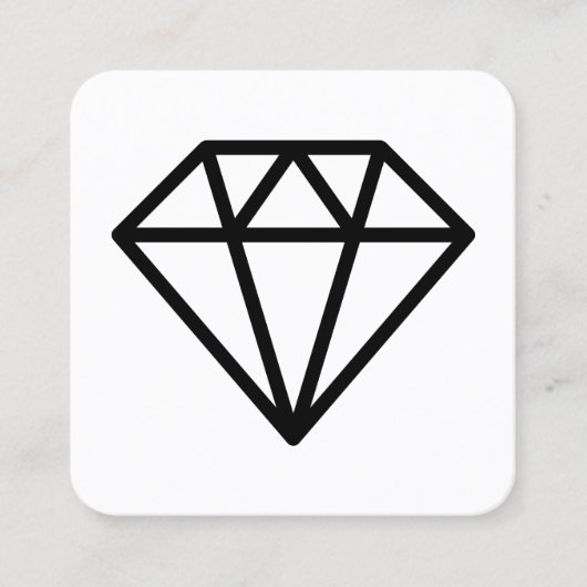 Diamond Symbol - Zwart op wit Vierkante Visitekaartje (Voorkant)