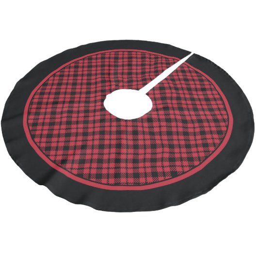 Diamond Tartan Red Black Pset Tree Skirt Kerstboom Rok (Gekanteld)
