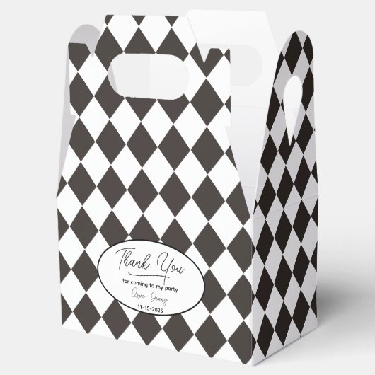 Diamond Tegel Zwart-wit Bedankdoosjes (Geopend)