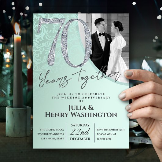 Diamond Texture Text 70th Wedding Anniversary  Kaart