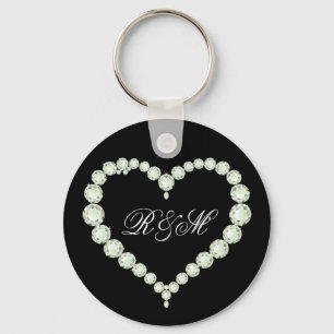 Diamond Thmed Monogram "Zijn en haar" initialen Sleutelhanger