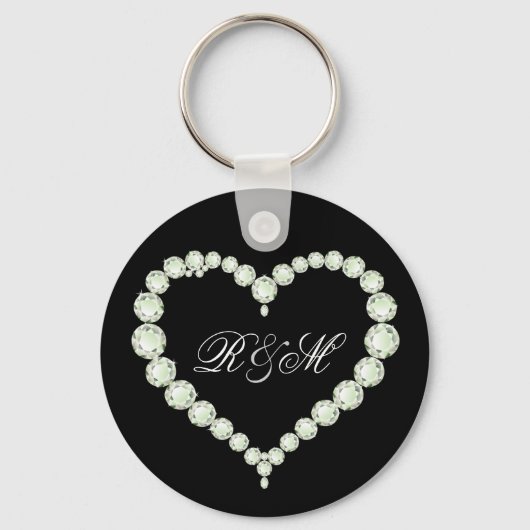 Diamond Thmed Monogram "Zijn en haar" initialen Sleutelhanger (Voorkant)