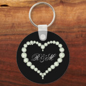 Diamond Thmed Monogram "Zijn en haar" initialen Sleutelhanger (Voorkant)