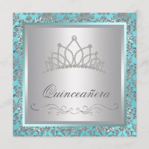 Diamond Tiara Blauwgroen Blue Damask Blauwgroen Bl Kaart