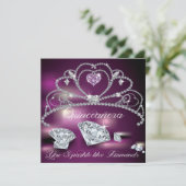 Diamond Tiara Glam Quinceañera uitnodiging (Staand voorkant)