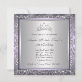 Diamond Tiara Paarse Quinceanera Kaart (Achterkant)