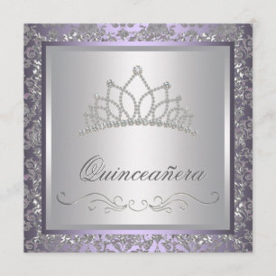 Diamond Tiara Paarse Quinceanera Kaart