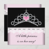 Diamond Tiara Pink Black Princess Baby shower Kaart (Voorkant / Achterkant)