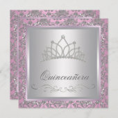 Diamond Tiara Pink Princess Party Kaart (Voorkant / Achterkant)