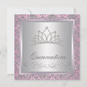 Diamond Tiara Pink Princess Party Kaart (Voorkant)