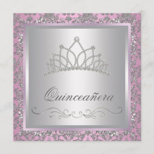 Diamond Tiara Pink Princess Party Kaart