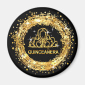 Diamond Tiara Quinceanera Glitter Confetti | goud Magneet (Voorkant)