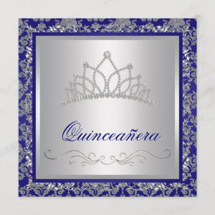 Diamond Tiara Royal Navy Blue Quinceanera Kaart