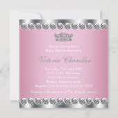 Diamond Tiara Roze Prinses Baby shower Kaart (Achterkant)