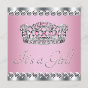 Diamond Tiara Roze Prinses Baby shower Kaart