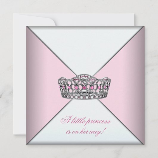 Diamond Tiara Roze Prinses Baby shower Kaart (Voorkant)