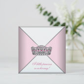 Diamond Tiara Roze Prinses Baby shower Kaart (Staand voorkant)