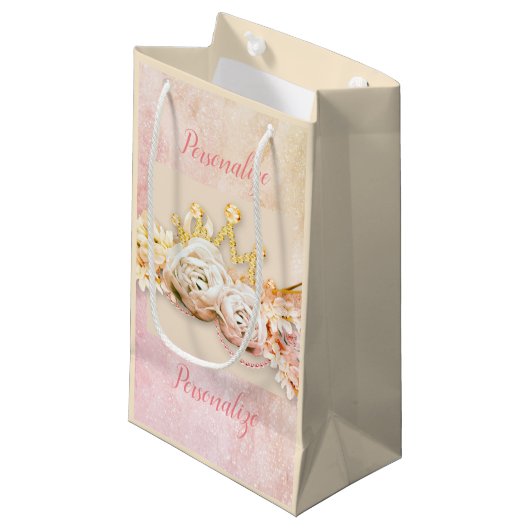 Diamond tiara roze roos girly klein cadeauzakje (Voorkant Gekanteld)