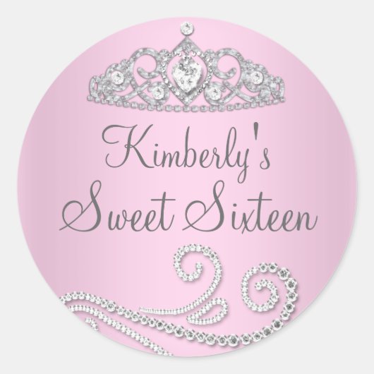 Diamond Tiara Sweet Sixteen Sticker (Voorkant)