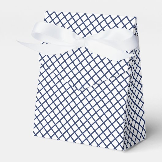 Diamond Trellis Navy Blau - Wit Bedankdoosjes (Voorkant Zijde)