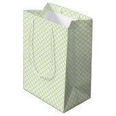 Diamond Trellis Spring Green - White Medium Cadeauzakje (Achterkant Gekanteld)