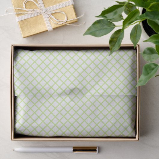 Diamond Trellis Spring Green - White Tissuepapier (Geschenk)