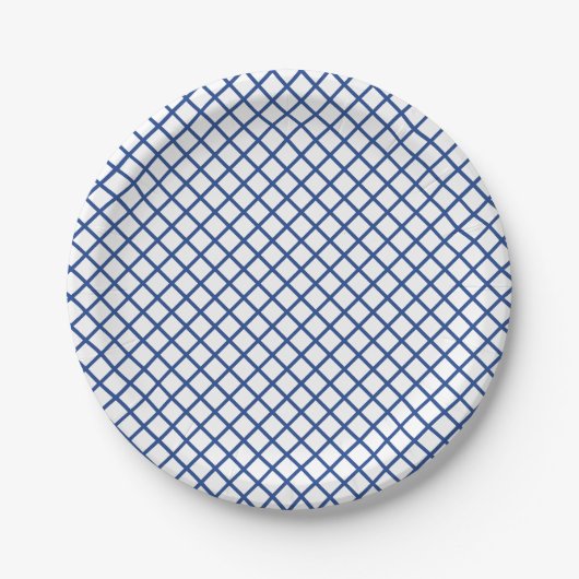 Diamond Trellis True Blue - Wit Papieren Bordje (Voorkant)