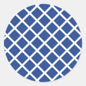 Diamond Trellis Wit - Echt Blauw Ronde Sticker (Voorkant)
