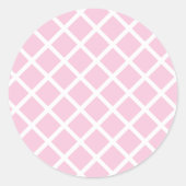 Diamond Trellis Wit - Lichtroze Ronde Sticker (Voorkant)